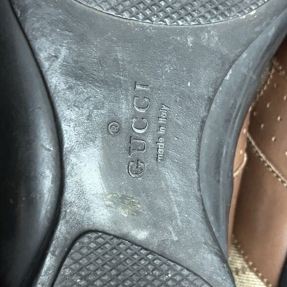 GUCCI Sneakers Shoes Men's 8.5 GG Guccissima Leather Low Top CANVA Made in Italy - Picture 9 of 11